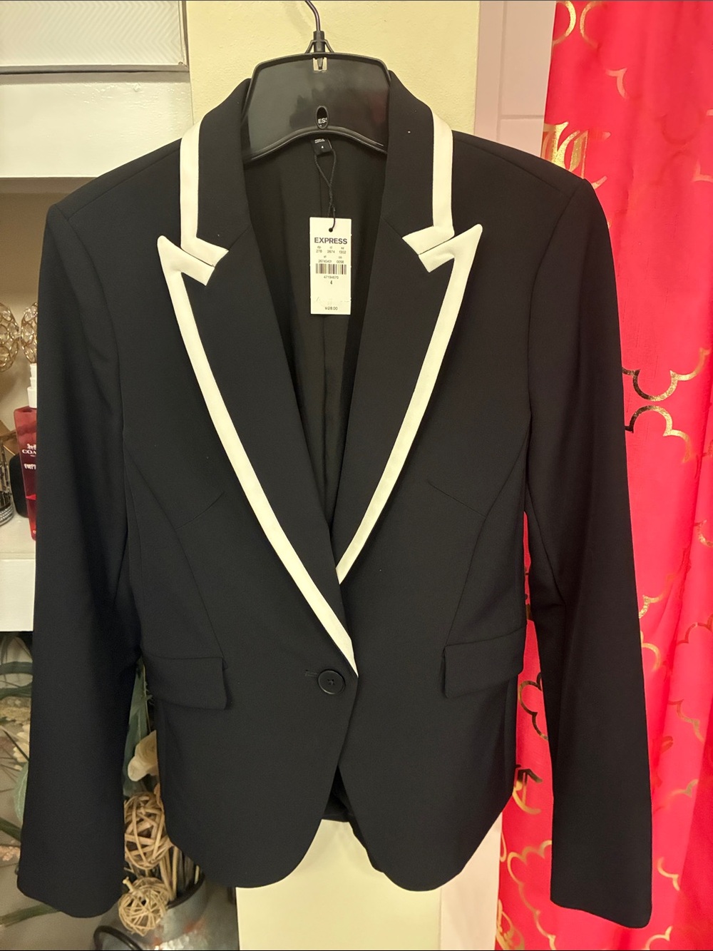 Express Black Blazer with White Trim